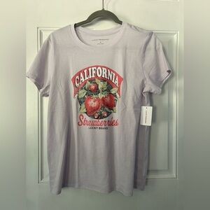 Lucky Brand Fitted Lavender California Strawberries Tee